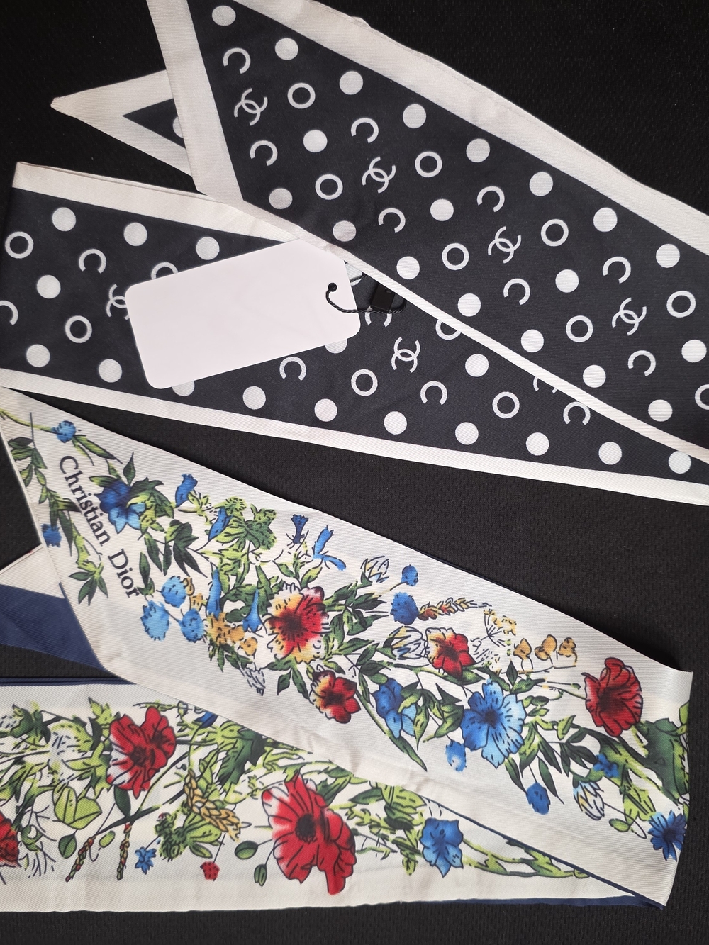 Designer Inspired Floral and Polka Dot Scarf Set Of 2